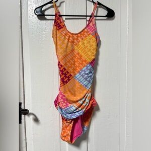 Nani Patchwork Ruched one piece swimsuit size small
